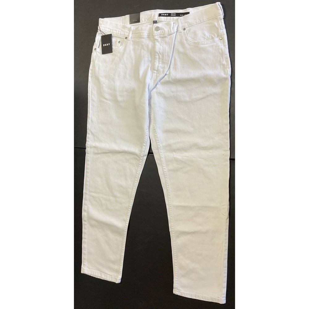 NWT! Men's DKNY White Bedford Jeans Straight Stretch Painters - W40 x L30 - Picture 1 of 8